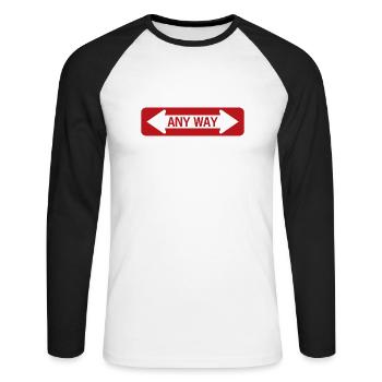 Road sign any way red - Unisex Long Sleeve Baseball T-Shirt - white/black - Front - Nik (191cm)