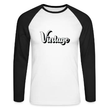 VINTAGE T-shirt - T-shirt baseball manches longues Homme - blanc/noir - Devant - Nik (191cm)