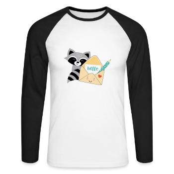 Waschbär-Post - Unisex Baseballshirt langarm - Weiß/Schwarz - Vorne - Nik (191cm)