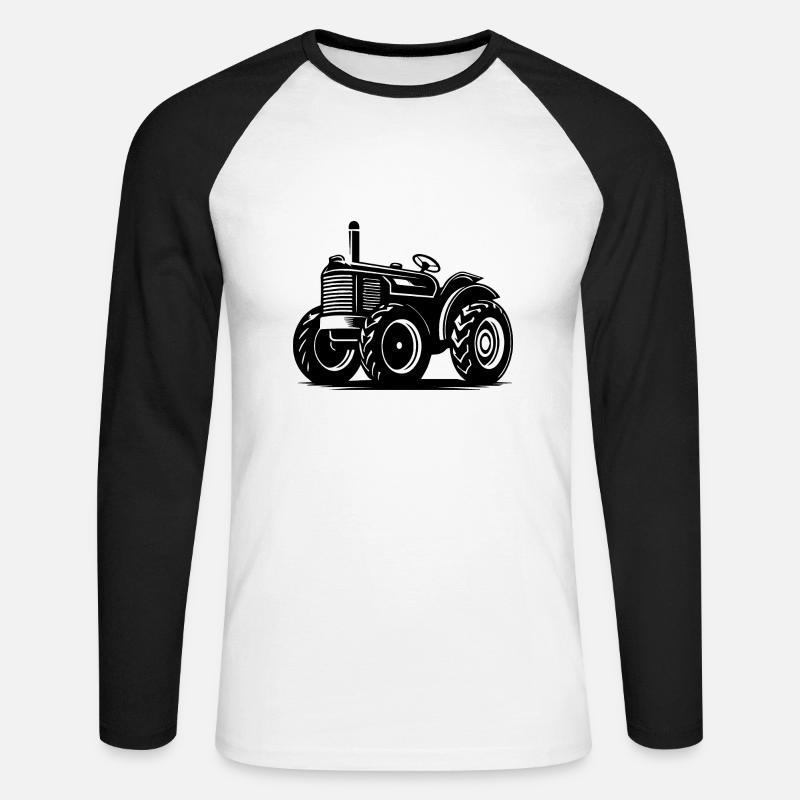 Traktor - Unisex Baseballshirt langarm - Weiß/Schwarz