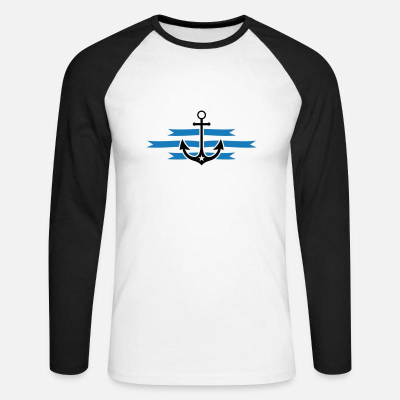 anchor - Unisex Long Sleeve Baseball T-Shirt - white/black