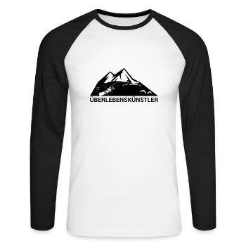 Survival-Ready #Überlebenskünstler - Unisex Baseballshirt langarm - Weiß/Schwarz - Vorne - Nik (191cm)