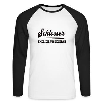 Schlosser Ausbildung Bestanden Bester Azubi Lehre - Unisex Baseballshirt langarm - Weiß/Schwarz - Vorne - Nik (191cm)
