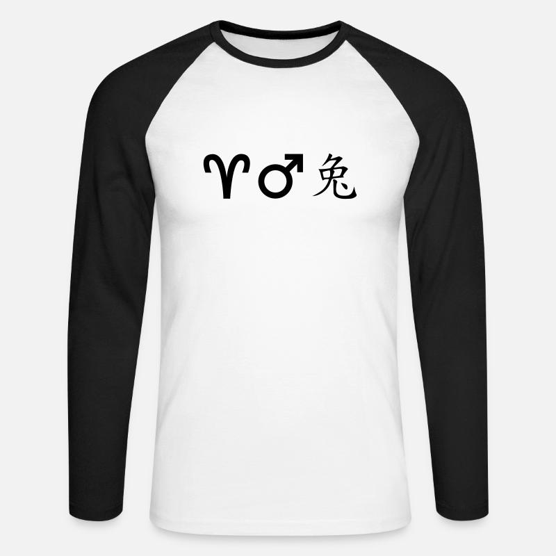 widder mars hase - Unisex Baseballshirt langarm - Weiß/Schwarz