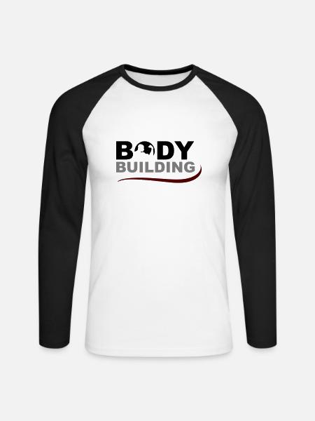 bodybuilding - Unisex Long Sleeve Baseball T-Shirt - white/black