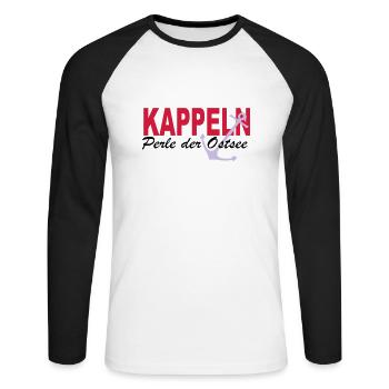 Perle der Ostsee KAPPELN - Unisex Baseballshirt langarm - Weiß/Schwarz - Vorne - Nik (191cm)
