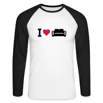 I love coffee - Unisex Long Sleeve Baseball T-Shirt - white/black - Front - Nik (191cm)