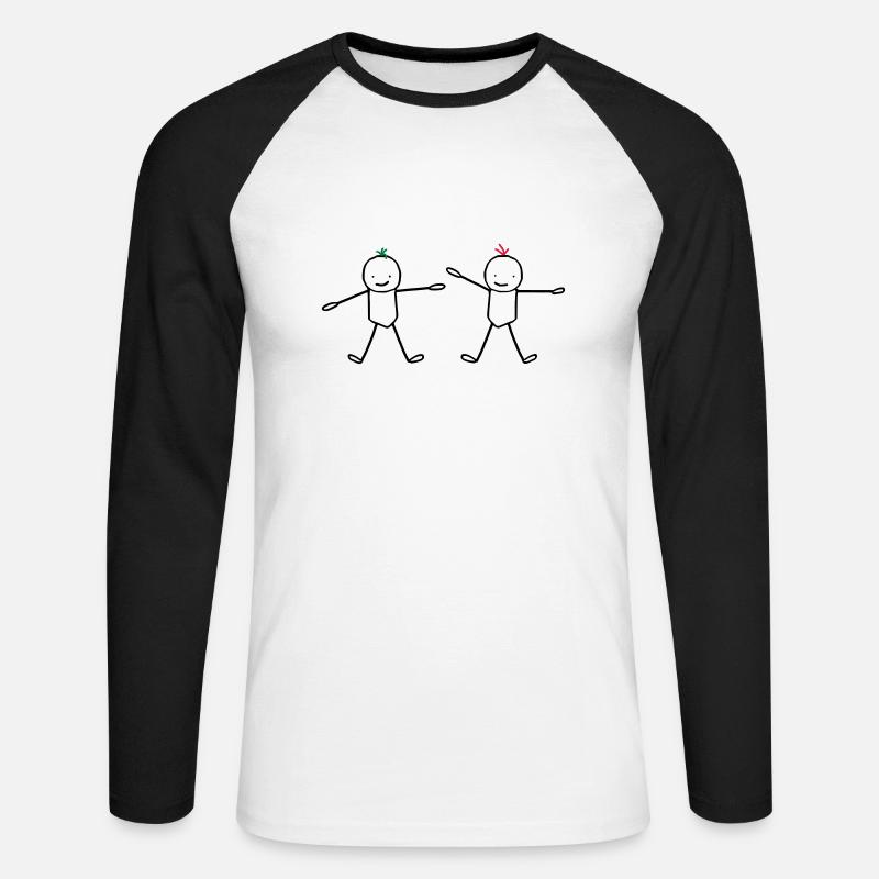 Zwei Kinderbrüder (anpassbare Haare) - Unisex Baseballshirt langarm - Weiß/Schwarz
