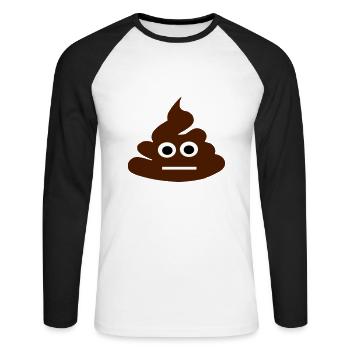 Poop - Unisex Baseballshirt langarm - Weiß/Schwarz - Vorne - Nik (191cm)