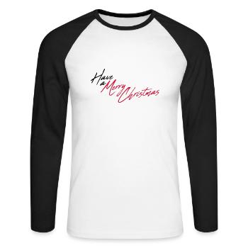cool have a merry christmas weihnachten frohe weih - Unisex Baseballshirt langarm - Weiß/Schwarz - Vorne - Nik (191cm)