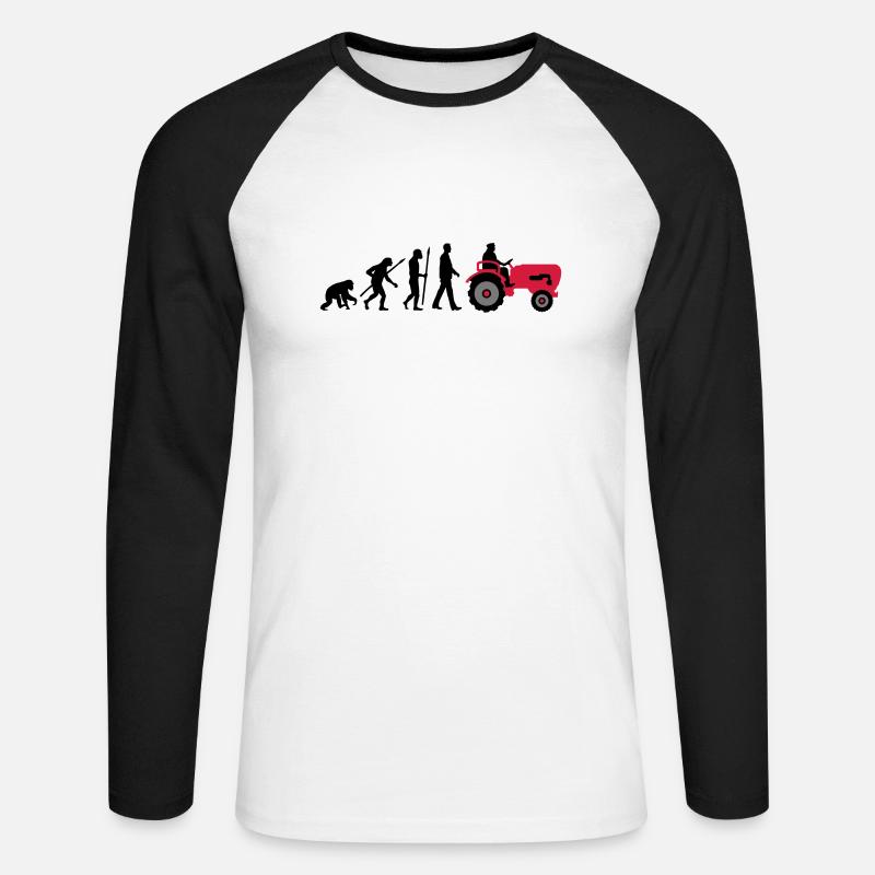 evolution_bauer_mit_traktor_032013_a_3c - Unisex Long Sleeve Baseball T-Shirt - white/black