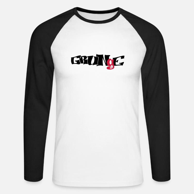 grunge_logo - Unisex Baseballshirt langarm - Weiß/Schwarz