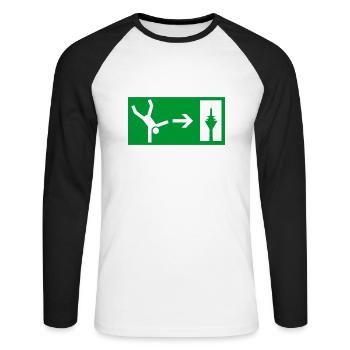 Düsseldorf - Unisex Baseballshirt langarm - Weiß/Schwarz - Vorne - Nik (191cm)