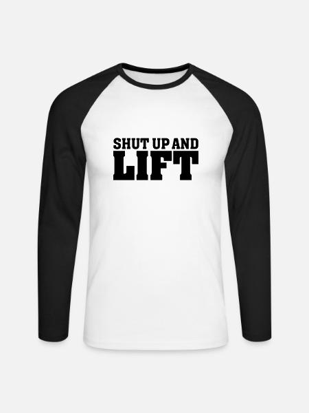 Shut Up And Lift - Unisex Baseballshirt langarm - Weiß/Schwarz