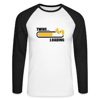Jumeaux - T-shirt baseball manches longues Homme - blanc/noir - Devant - Nik (191cm)