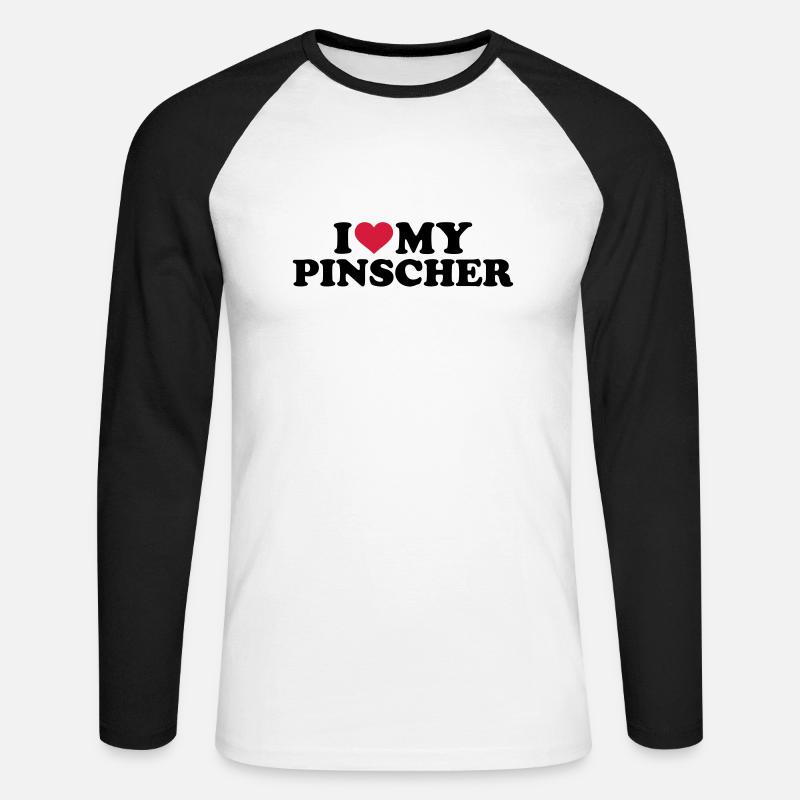 Pinscher - Unisex Baseballshirt langarm - Weiß/Schwarz