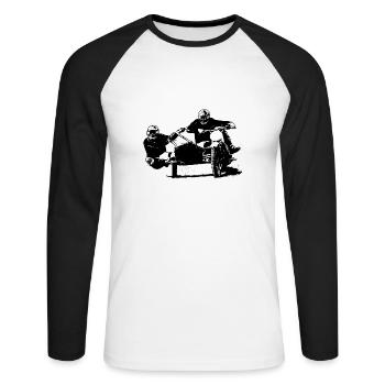 Sidecar Moto Cross - Unisex Baseballshirt langarm - Weiß/Schwarz - Vorne - Nik (191cm)