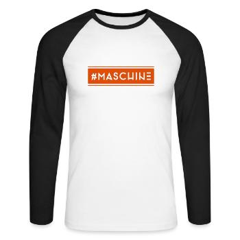 #Maschine - Unisex Baseballshirt langarm - Weiß/Schwarz - Vorne - Nik (191cm)