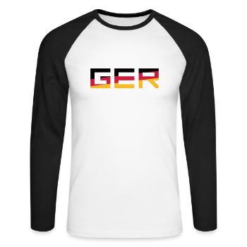 GER Team Germany Germany Colors Black Red Go - Unisex Long Sleeve Baseball T-Shirt - white/black - Front - Nik (191cm)