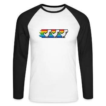Chrome Dino Dance - T-shirt baseball manches longues Homme - blanc/noir - Devant - Nik (191cm)