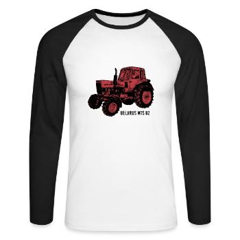 Belarus mts Traktor Landwirt Geschenk - Unisex Baseballshirt langarm - Weiß/Schwarz - Vorne - Nik (191cm)