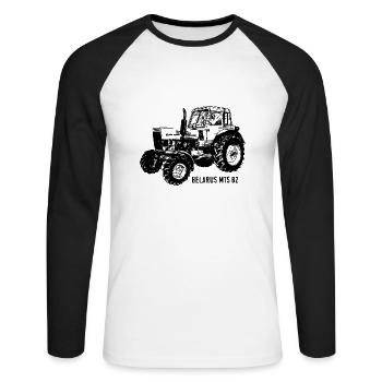 Belarus mts Traktor Landwirt Geschenk - Unisex Baseballshirt langarm - Weiß/Schwarz - Vorne - Nik (191cm)