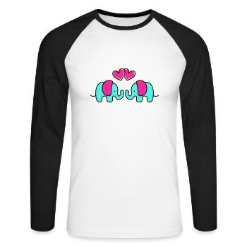 Bébés éléphants - T-shirt baseball manches longues Homme - blanc/noir - Devant - Nik (191cm)