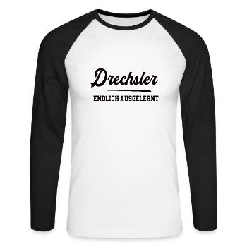 Drechsler Ausbildung Bestanden Azubi Drechslerei - Unisex Baseballshirt langarm - Weiß/Schwarz - Vorne - Nik (191cm)
