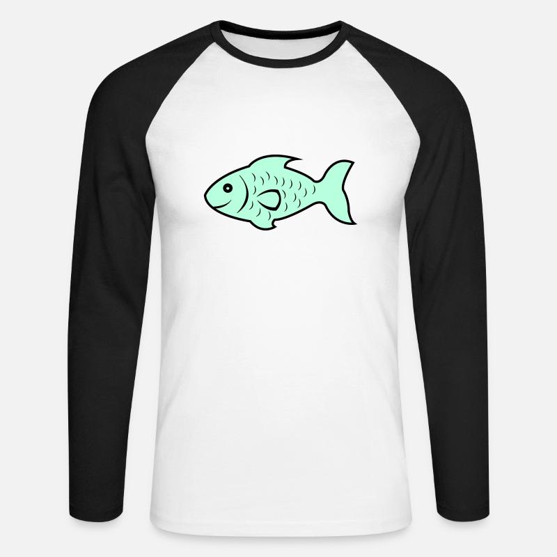 fish1 - Unisex Baseballshirt langarm - Weiß/Schwarz