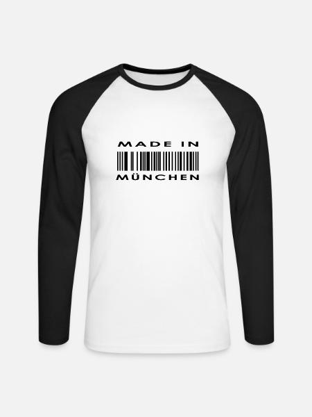 München - Unisex Baseballshirt langarm - Weiß/Schwarz