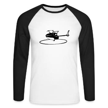 helicopter_inverted - Unisex Baseballshirt langarm - Weiß/Schwarz - Vorne - Nik (191cm)