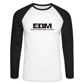 EBM - Electronic Body Music - Unisex Long Sleeve Baseball T-Shirt - white/black - Front - Nik (191cm)