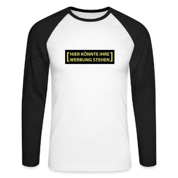 hier könnte ihre werbung - Unisex Baseballshirt langarm - Weiß/Schwarz - Vorne - Nik (191cm)
