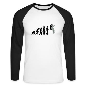 evolution_astronaut_2c - Unisex Baseballshirt langarm - Weiß/Schwarz - Vorne - Nik (191cm)