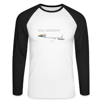 planeurs licorne glisse cadeau licorne - T-shirt baseball manches longues Homme - blanc/noir - Devant - Nik (191cm)