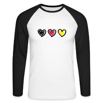Heart for Germany - Unisex Long Sleeve Baseball T-Shirt - white/black - Front - Nik (191cm)