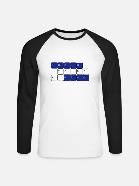 I'am en nørd, jeg er en nørd, freak, nørd, nørd, - Langærmet herre-baseballshirt - hvid/sort