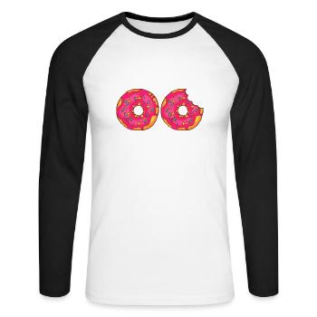 Donuts Confiserie Cookie Tart Cake Pies - Unisex Long Sleeve Baseball T-Shirt - white/black - Front - Nik (191cm)
