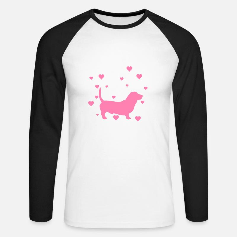 Dackel - Unisex Baseballshirt langarm - Weiß/Schwarz