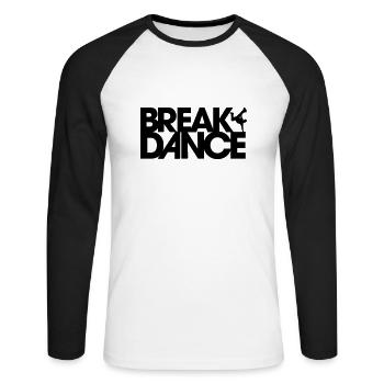 Breakdance - Unisex Baseballshirt langarm - Weiß/Schwarz - Vorne - Nik (191cm)