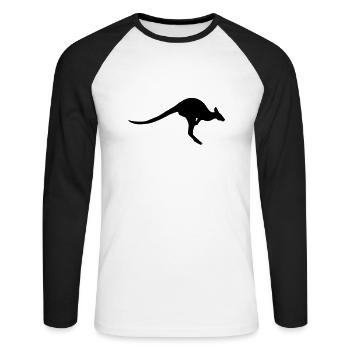 Kangourou - T-shirt baseball manches longues Homme - blanc/noir - Devant - Nik (191cm)