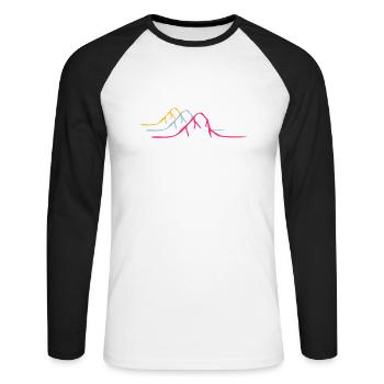 3 colorful mountains Alps - Unisex Long Sleeve Baseball T-Shirt - white/black - Front - Nik (191cm)