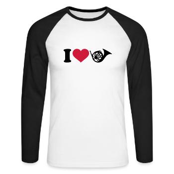 I love Cor chromatique - T-shirt baseball manches longues Homme - blanc/noir - Devant - Nik (191cm)