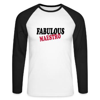 Fabulous maestro 111 - Unisex Baseballshirt langarm - Weiß/Schwarz - Vorne - Nik (191cm)