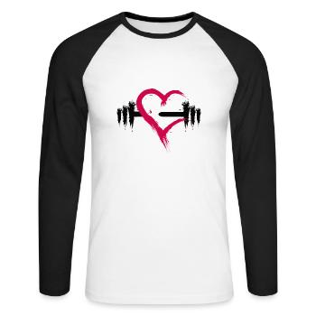 Heart open dumbbell sport - Unisex Long Sleeve Baseball T-Shirt - white/black - Front - Nik (191cm)