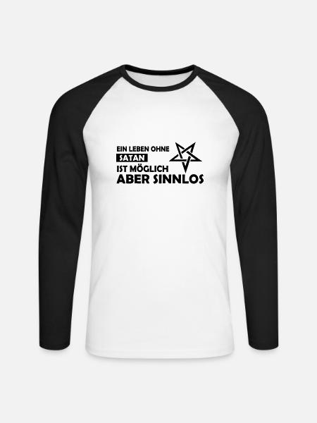 ein leben ohne satan - Unisex Baseballshirt langarm - Weiß/Schwarz