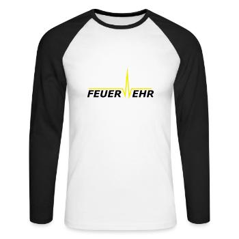 Feuerwehr Schriftzug - Unisex Baseballshirt langarm - Weiß/Schwarz - Vorne - Nik (191cm)