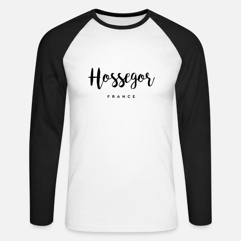 Hossegor - Frankreich - Unisex Baseballshirt langarm - Weiß/Schwarz