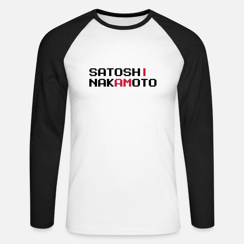 Ich bin Satoshi Nakamoto - Unisex Baseballshirt langarm - Weiß/Schwarz