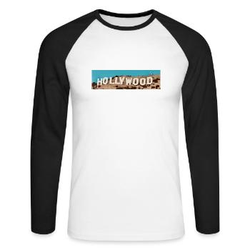 Hollywood - Unisex Baseballshirt langarm - Weiß/Schwarz - Vorne - Nik (191cm)